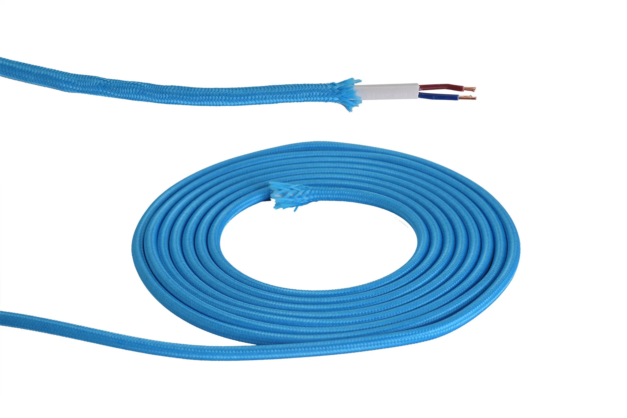 D0196  Cavo 1m Blue Braided 2 Core 0.75mm Cable
